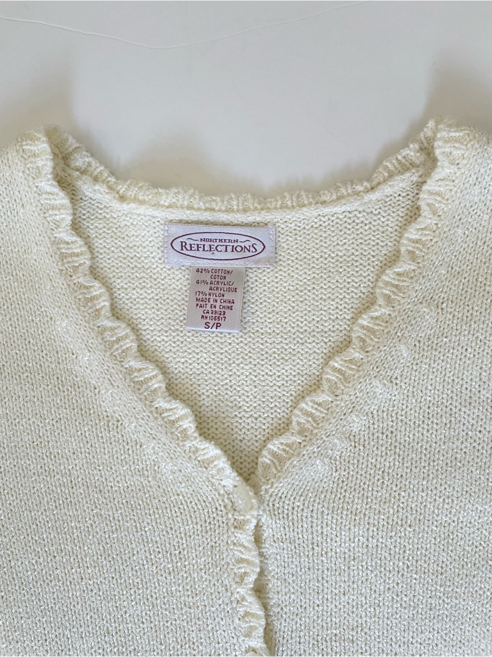 Vintage Embroidered Cardigan Sweater Floral Scallop S Cottagecore Grandma Chic - Picture 11 of 16